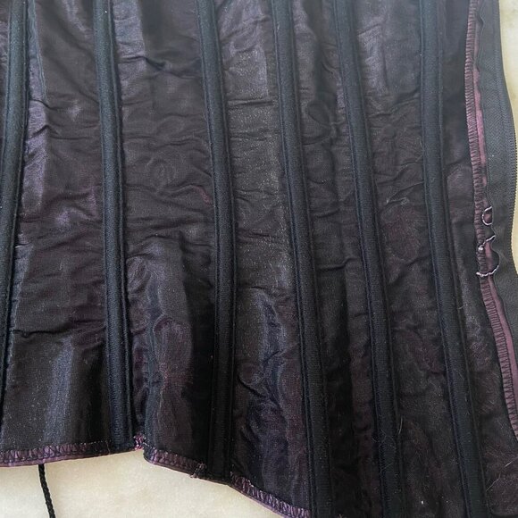 Purple Satin Floral Embroidered Corset With Sequins & Lace-Up Back Design Medium - Picture 5 of 14
